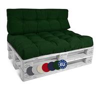 Beautissu Set de 2 Coussin Palette Style - 1x Coussin d'assise 120x80 cm & 1x Coussin Dossier canapé 120x40 cm Coussin Lounge Extérieur & Intérieur pour Salon Lounge Jardin Outdoor - Vert foncé