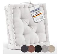 Beautissu Set de 2 Coussins de Sol Coussin d'assise 100% Coton Interieur | 50x50cm naturel matelas epais 10cm de chaise poignee de transport Beauitssu épais Intérieur Extérieur Poignée grand Mila
