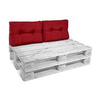 Beautissu Set de 2 Coussins Dossier Euro Palette ECO extérieur intérieur | 60x40x10cm rouge 2x coussin de lounge pour canapé salon jardin Style