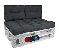Beautissu Set de 3 Coussin Palette Lounge Extérieur Intérieur pour Salon | assise 120x80cm dossier canapé 60x40cm gris graphite pour jardin outdoor europalette Style