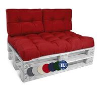 Beautissu Set de 3 Coussin Palette Style - 1x Coussin d'assise 120x80 cm & 2X Coussin Dossier canapé 60x40 cm Coussin Lounge Extérieur & Intérieur pour Salon Lounge Jardin Outdoor - Rouge