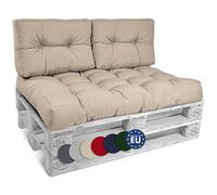 Beautissu Set de 3 Coussin Palette Style - 1x Coussin d'assise 120x80 cm & 2X Coussin Dossier canapé 60x40 cm Coussin Lounge Extérieur & Intérieur pour Salon Lounge Jardin Outdoor - Nature