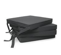 Beautissu Set de 4 Coussin de Chaise d'Intérieur 45x40 cm Loft SK - Galette de Chaise déhoussable et Lavable avec Bandes de Fixation Coussin d'assise Exterieur Jardin Coussin Gris Graphite