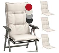 Beautissu Lot de 4 coussins d'assise pour fauteuils à dossier haut Base HL, 120 x 50 x 6 cm, couleur naturelle