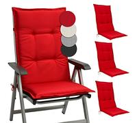 Beautissu Set de 4 Coussin Fauteuil Jardin Haut Dossier 120x50 cm Base HL - Antidérapant & Résistant Lumière UV 5 - Confortable Matelas Coussin Assise Chaise Exterieur Jardin Terrasse Balcon - Rouge