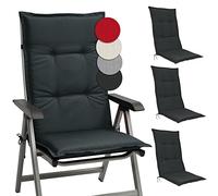 Beautissu Lot de 4 coussins d'assise pour fauteuils à dossier haut Base HL, 120 x 50 x 6 cm, gris graphite