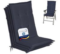 Beautissu Lot de 4 coussins de chaise de jardin Loft HL bleu foncé, 120 x 50 x 6 cm