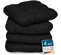 Beautissu Lisa Set de 4 Coussins 40x40 cm - Coussin de Chaise d'extérieur et d'intérieur 40x40 cm, Coussin Souple pour Les chaises de Jardin, Coussin en Mousse de 8 cm - Noir