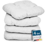 Beautissu Lisa Set de 4 Coussins 40x40 cm - Coussin de Chaise d'extérieur et d'intérieur 40x40 cm, Coussin Souple pour Les chaises de Jardin, Coussin en Mousse de 8 cm - Blanc