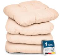 Beautissu Set de 4 Coussins de Chaise extérieur intérieur Souple en Mousse | 40x40cm nature coussin de 8cm pour les chaises de jardin rembourrage galette intérieures assise Lisa