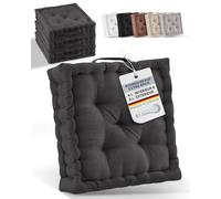 Beautissu Set de 4 Coussins de Sol d'assise Coton avec poignée de Transport | 40x40cm anthracite matelas épais 8cm 100% coussin de chaise intérieur extérieur Beauitssu siège galette Mila