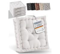 Beautissu Set de 4 Coussins de Sol d'assise Coton avec poignée de Transport | 40x40cm naturel matelas épais 8cm 100% coussin de chaise intérieur extérieur Beauitssu siège galette Mila