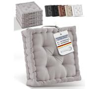 Beautissu Set de 4 Coussins de Sol d'assise Coton avec poignée de Transport | 40x40cm taupe matelas épais 8cm 100% coussin de chaise intérieur extérieur Beauitssu siège galette Mila
