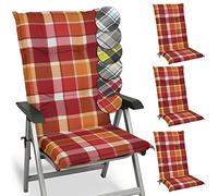 Beautissu Lot de 4 coussins pour dossier haut 120 x 50 cm Rembourrage rouge à carreaux