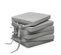 Beautissu Set de 6 Coussin de Chaise déhoussable Lavable avec Bandes Assise | 45x40cm gris clair galette de d'intérieur d' exterieur jardin Fixation antidérapant rembourrage Loft SK