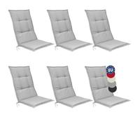 Beautissu Set de 6 Coussin Exterieur Jardin Haut Dossier 120x50x6cm Base HL - Coussin Chaise Jardin Gris Clair