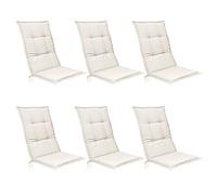 Beautissu Set de 6 Coussin Fauteuil Jardin Haut Dossier 120x50 cm Base HL - Antidérapant & Résistant Lumière UV 5 - Confortable Matelas Coussin Assise Chaise Exterieur Jardin Terrasse Balcon - Nature
