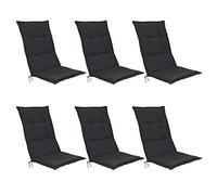 Beautissu Lot de 6 coussins d'assise pour fauteuils à dossier haut Base HL, 120 x 50 x 6 cm, gris graphite