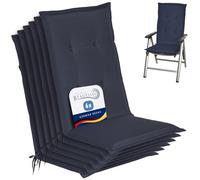 Beautissu Lot de 6 coussins de chaise de jardin Loft HL bleu foncé, 120 x 50 x 6 cm