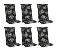 Beautissu Lot de 6 chaises à dossier haut pour jardin Flores, 120x50x6cm, noir