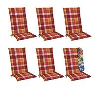 Beautissu Lot de 6 coussins pour dossier haut 120 x 50 cm Rembourrage rouge à carreaux