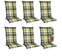 Beautissu Lot de 6 coussins pour dossier haut 120x50 cm Rembourrage vert à carreaux