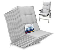 Beautissu Set de 8 Coussin Fauteuil Jardin Haut Dossier 120x50 cm Base HL - Antidérapant & Résistant Lumière UV 5 - Confortable Matelas Coussin Assise Chaise Exterieur Jardin Terrasse - Gris Clair