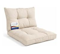 Beautissu Set Lounge Coussin Salon de Jardin Exterieur Assise 40x40 cm & Dossier 50x40 cm - Nature - xLuna