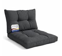 Beautissu Set Lounge Coussin Salon de Jardin Exterieur Assise 50x50 cm & Dossier 50x40 cm - Confortables Coussins Chaise Jardin Fauteuil Rotin idéal pour Meubles Balcon Terrasse Anthracite - xLuna