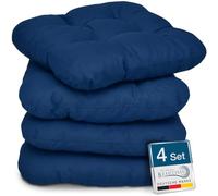 Beautissu Set Van 4 zitkussens comfortabel stoelkussen eetkamer stoel Bank | 40x40cm donkerblauw zacht met 8cm vulling stoelpads zitkussen kussen keuken tuinstoel Bleu foncé Coussin Souple chaises Lisa