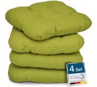Beautissu Set Van 4 zitkussens comfortabel stoelkussen eetkamer stoel Bank | 40x40cm lichtgroen zacht met 8cm vulling stoelpads zitkussen kussen keuken tuinstoel Vert Clair Coussin Souple chaises Lisa