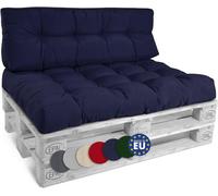 Beautissu Style - Set Coussin Palette Lounge Extérieur Bleu - 1x Coussin Assise 120x80cm & 1x Coussin Dossier 120x40cm