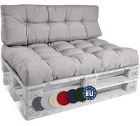 Beautissu Style - Set Coussin Palette Lounge Extérieur Gris Clair - 1x Coussin Assise 120x80cm & 1x Coussin Dossier 120x40cm