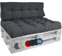 Beautissu Style - Set Coussin Palette Lounge Extérieur Gris Graphite - 1x Coussin Assise 120x80cm & 1x Coussin Dossier 120x40cm