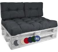 Beautissu Style - Set Coussin Palette Lounge Extérieur Gris Graphite - 1x Coussin Assise 120x80cm & 2x Coussin Dossier 60x40cm