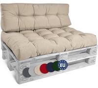 Beautissu Style - Set Coussin Palette Lounge Extérieur Nature - 1x Coussin Assise 120x80cm & 1x Coussin Dossier 120x40cm