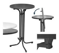 Beautissu Table Bistrot Haute Pliante Outdoor Pied réglable en Hauteur | Ø60cm gris ronde stable résistante aux intempéries rayures montage facile support prémonté bar anti-rayures jardin Bellini