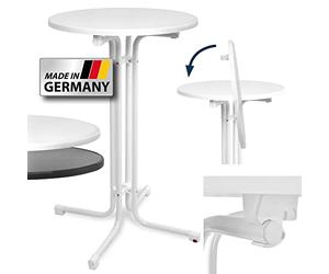 Beautissu table haute pliante outdoor mange-debout ronde jardin terasse | Ø70cm blanche bistro pour hauteur réglable fête bar mange debout extérieur bistrot Sylt