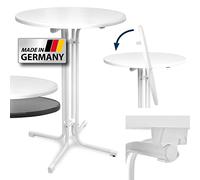 Beautissu Table Haute Pliante Outdoor Mange-Debout Ronde Jardin terasse | Ø80cm blanche bistro pour Mange Debout hauteur réglable fête bar extérieur bistrot Sylt