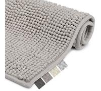 Beautissu Tapis de Bain antidérapant Chenille Absorbant Moelleux Sortie | 50x50cm gris clair salle de douche de lavable descente BeauMare WR