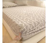 BEAUTYLAST Drap-housse en velours et en flanelle et velours pour l'hiver, doux et fin, en polaire, chaud, antidérapant, uni, chaud et confortable, pour grand lit (beige, ensemble de taies d'oreiller)