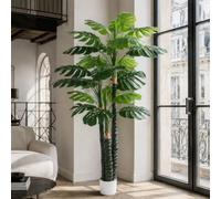 BEAUTYPEAK Plante artificielle Monstera de 180 cm, plante artificielle réaliste dans un pot, 24 feuilles, plante décorative facile d'entretien pour salon, bureau, décoration intérieure, 1 pièce