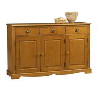 Beaux Meubles Pas Chers Actual Diffusion Buffet Bas 3 Portes 3 Tiroirs 2 Tablettes 4 Niches Pin Miel de Style Anglais Longueur 146.6 Hauteur 89.6 Profondeur 42.5 cm