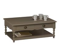 Beaux Meubles Pas Chers Table Basse Taupe 2 Tiroirs Va-et-Vient