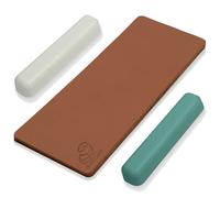 BeaverCraft Kit d'affûtage de couteaux en cuir avec composé de polissage vert-gris et blanc - 2 faces 7,6 x 20,3 cm, bloc d'affûtage en cuir LS2P11