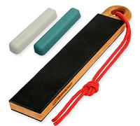 BeaverCraft Strop en cuir pour affûtage de couteaux LS9P02 - Kit de polissage avec pâte à polir - Aiguiseur de couteaux en cuir - Bloc d'affûtage à 2 faces