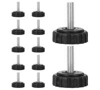 Beavorty 12pcs Pieds de Meuble Réglables en Fer et PP Vis M6*19 * 28mm, Antidérapants et Faciles à Installer, Adaptés pour Canapé, Lit et Bureau