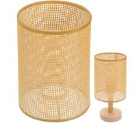 Beavorty 2 Pièces Abat-jour en Rotin Tissé pour Lampe de Table et Lampadaire, Design Rustique, Protège les Yeux, Adapté pour Salon et Entrée, Diamètre 4,2cm