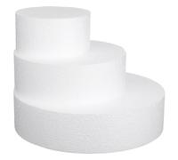 Beavorty 3 Pièces Moule à Gâteau Factice Rond en Écume Blanc, 3 Tailles 10-15-20cm, pour Décoration et Entraînement la Pâtisserie et Présentation de Gâteaux