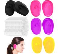 Beavorty 4 Paires D'embouts D'oreille en Silicone Confortables 100 Bonnets de Bain Jetables Transparents pour Protection la Teinture Capillaire en Salon ou Maison